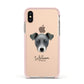 Chi Staffy Bull Personalised Apple iPhone Xs Impact Case Pink Edge on Gold Phone