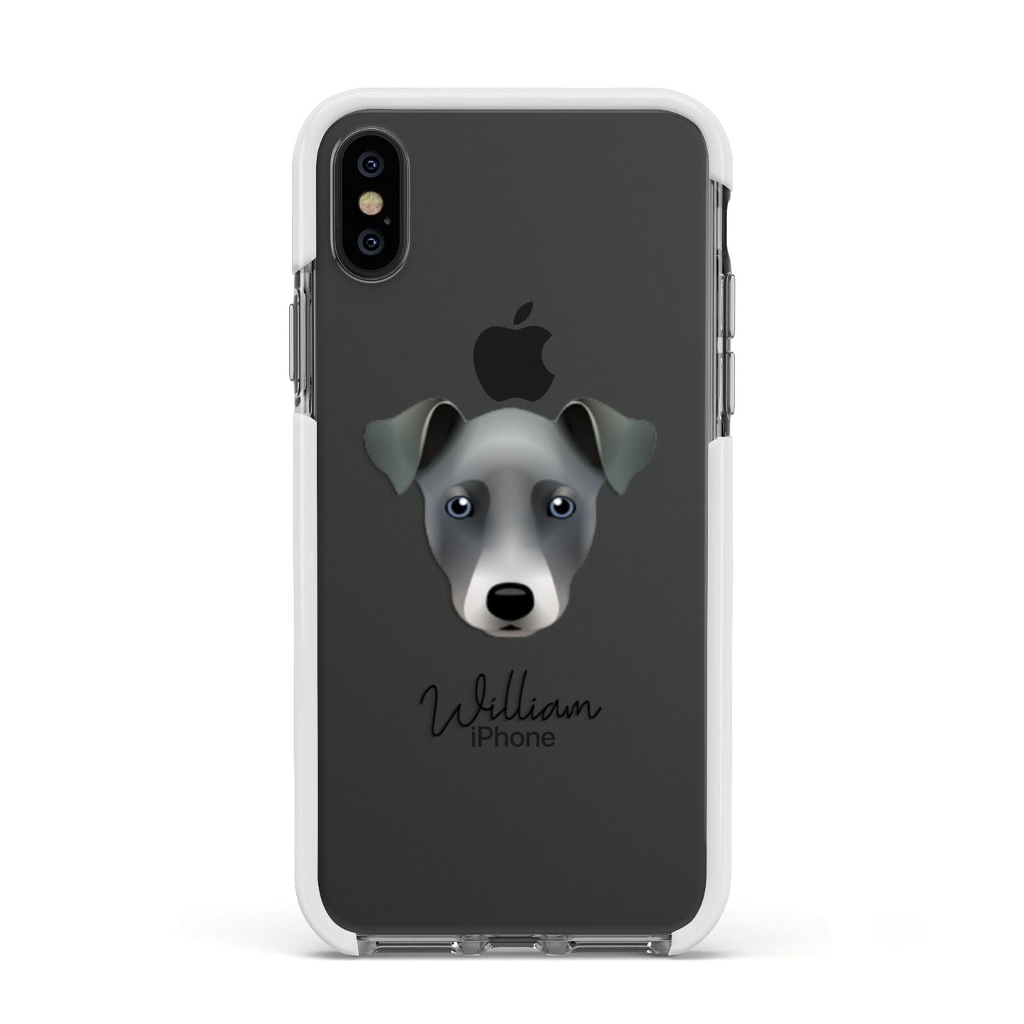 Chi Staffy Bull Personalised Apple iPhone Xs Impact Case White Edge on Black Phone