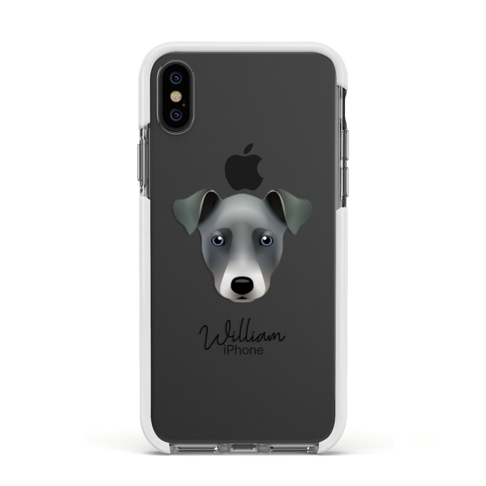 Chi Staffy Bull Personalised Apple iPhone Xs Impact Case White Edge on Black Phone
