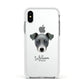 Chi Staffy Bull Personalised Apple iPhone Xs Impact Case White Edge on Silver Phone
