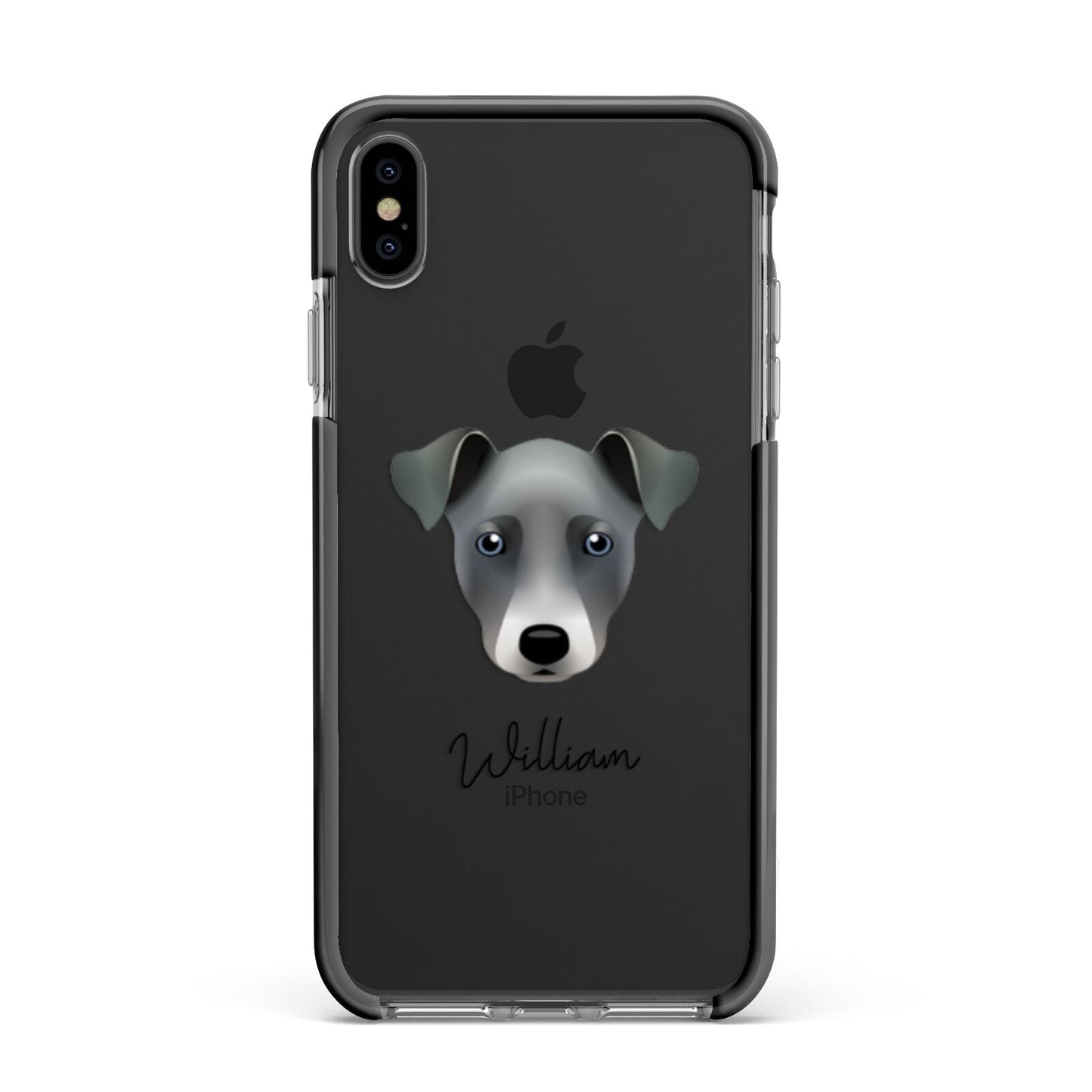 Chi Staffy Bull Personalised Apple iPhone Xs Max Impact Case Black Edge on Black Phone