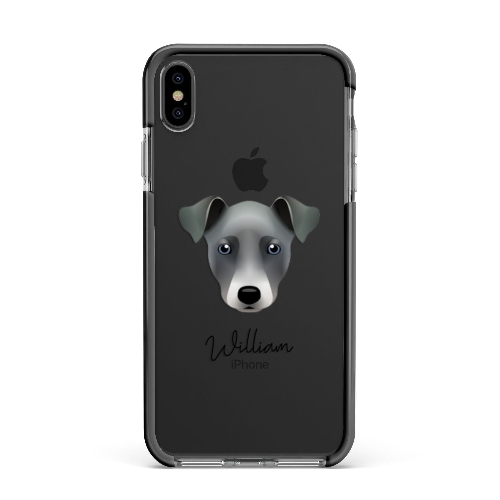 Chi Staffy Bull Personalised Apple iPhone Xs Max Impact Case Black Edge on Black Phone