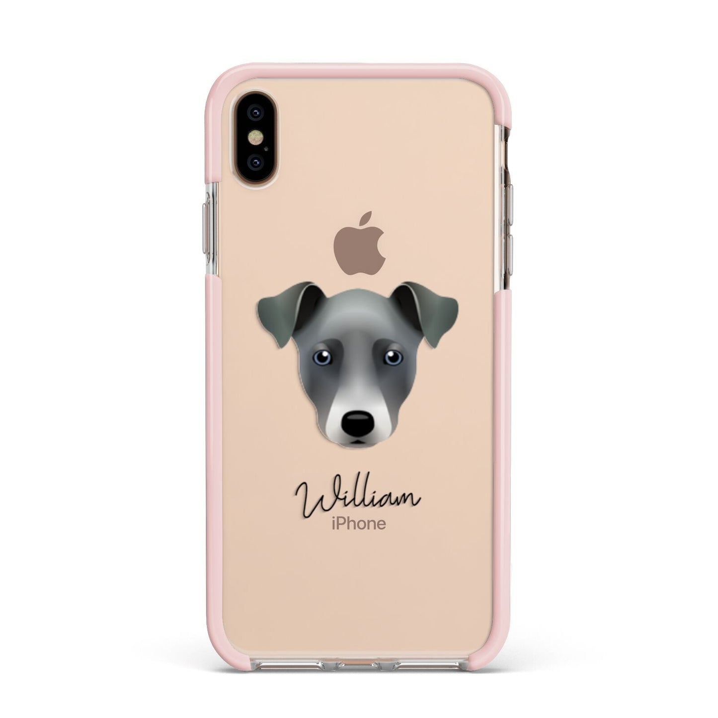 Chi Staffy Bull Personalised Apple iPhone Xs Max Impact Case Pink Edge on Gold Phone