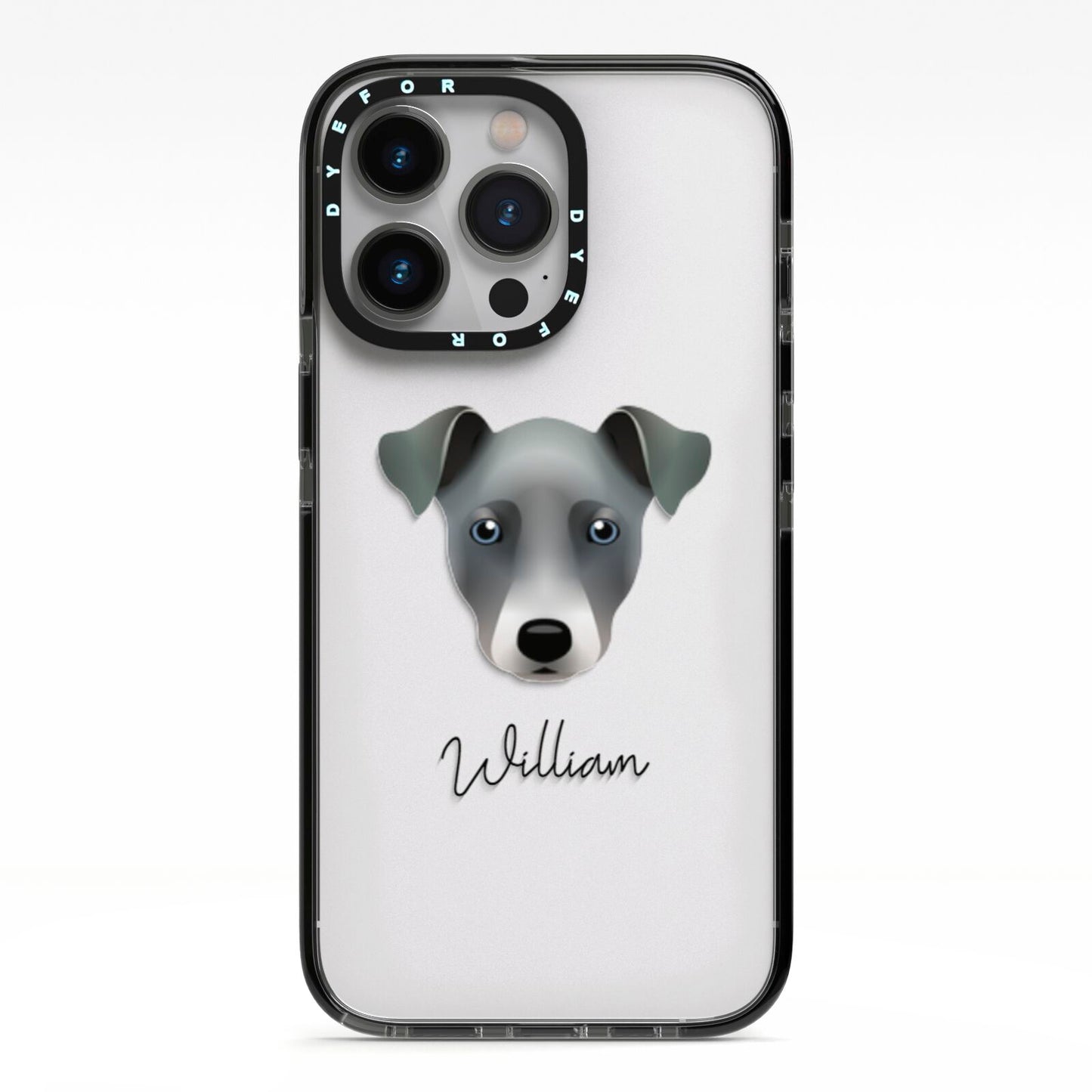 Chi Staffy Bull Personalised iPhone 13 Pro Black Impact Case on Silver phone