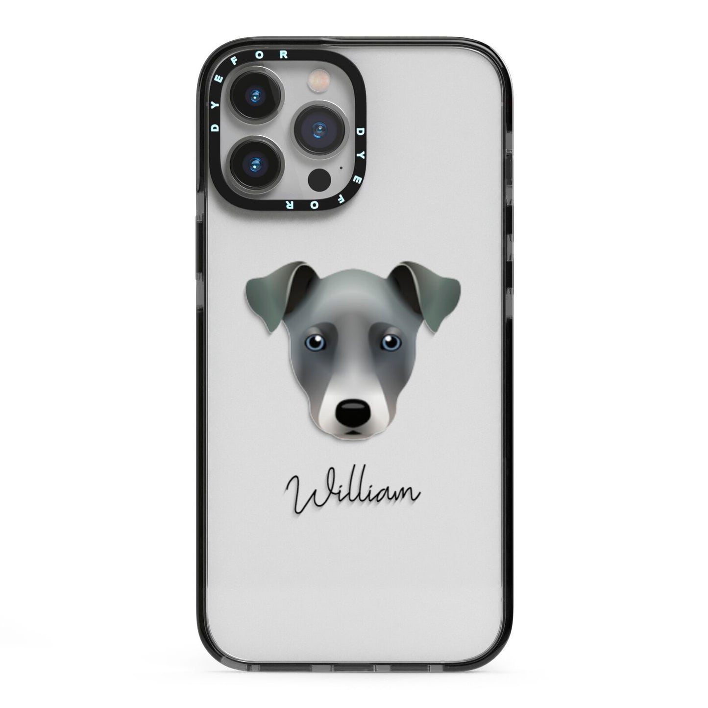 Chi Staffy Bull Personalised iPhone 13 Pro Max Black Impact Case on Silver phone