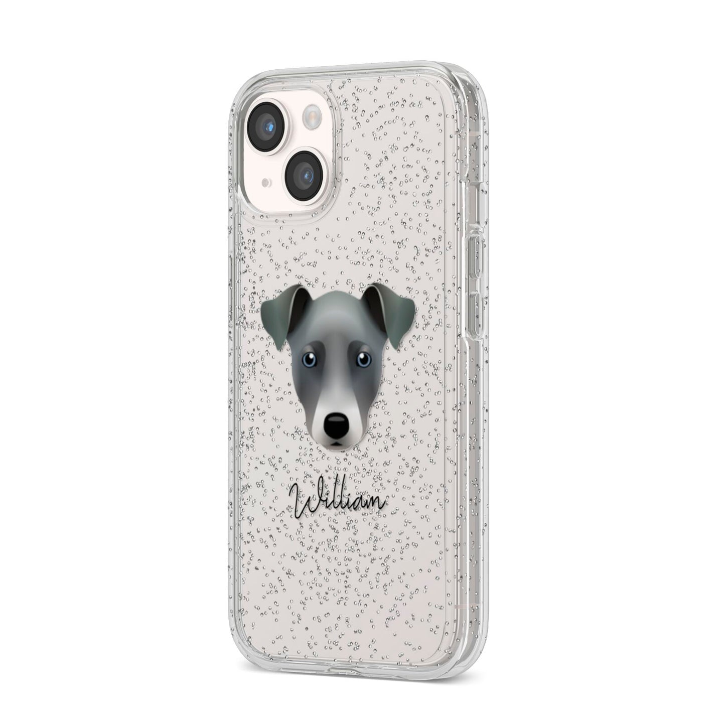 Chi Staffy Bull Personalised iPhone 14 Glitter Tough Case Starlight Angled Image