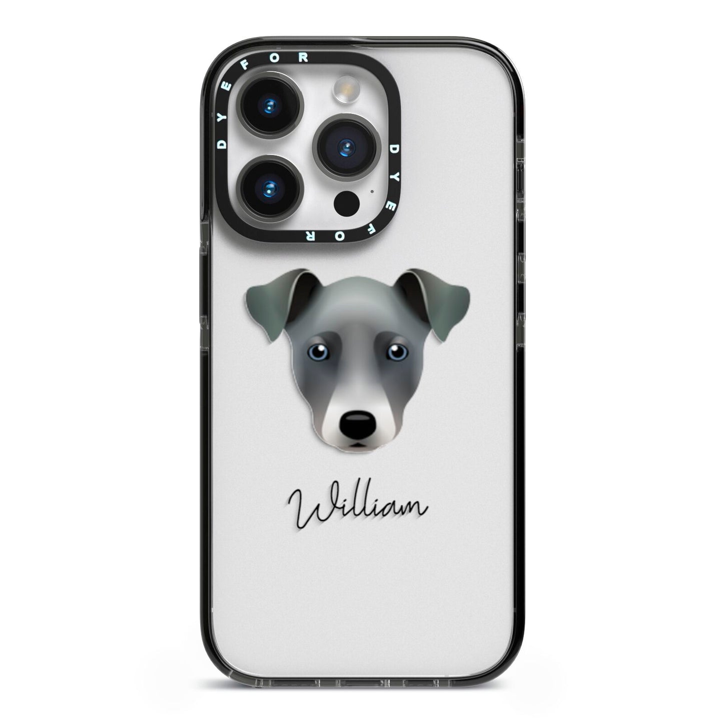 Chi Staffy Bull Personalised iPhone 14 Pro Black Impact Case on Silver phone