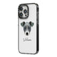 Chi Staffy Bull Personalised iPhone 14 Pro Max Black Impact Case Side Angle on Silver phone