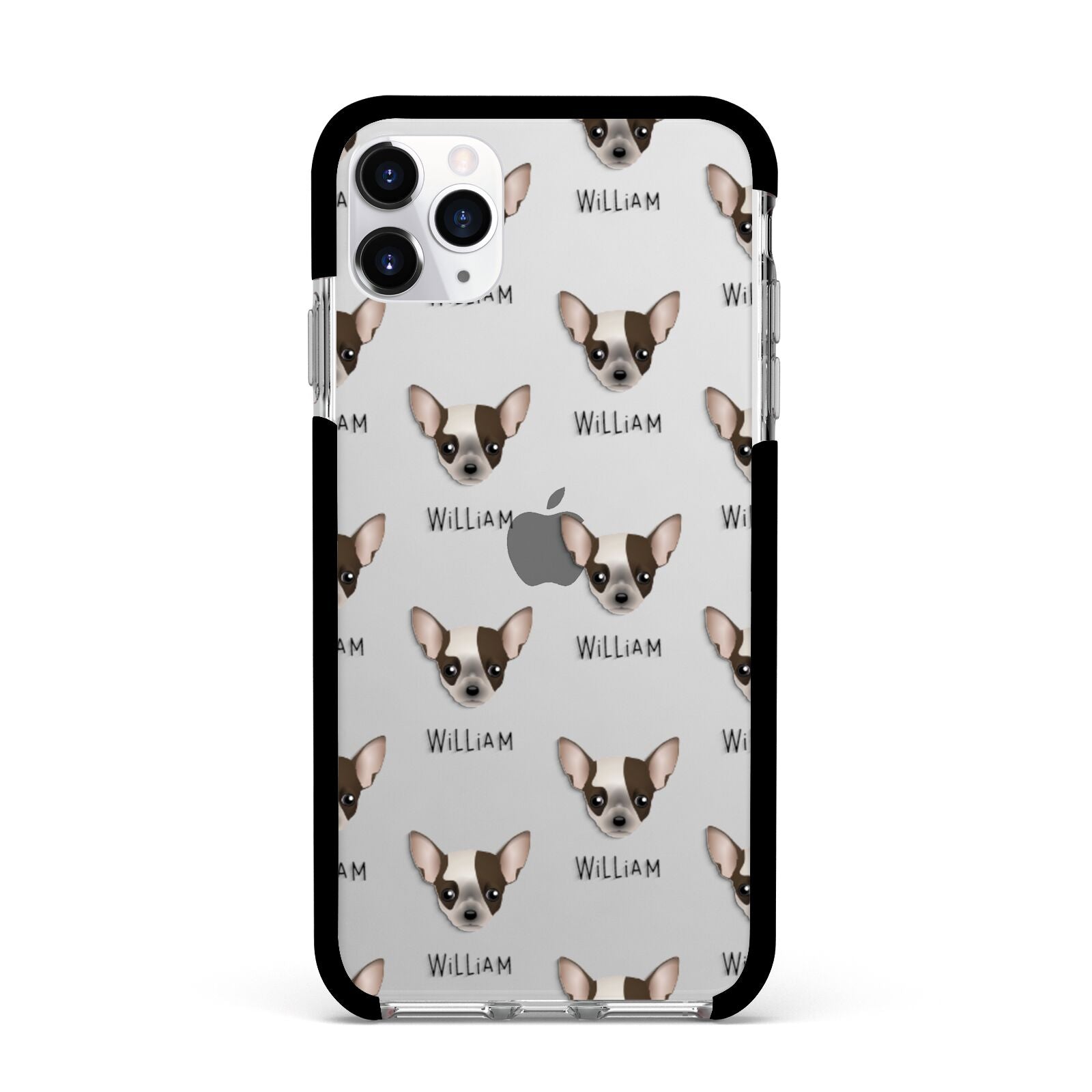 Chihuahua Icon with Name Apple iPhone 11 Pro Max in Silver with Black Impact Case