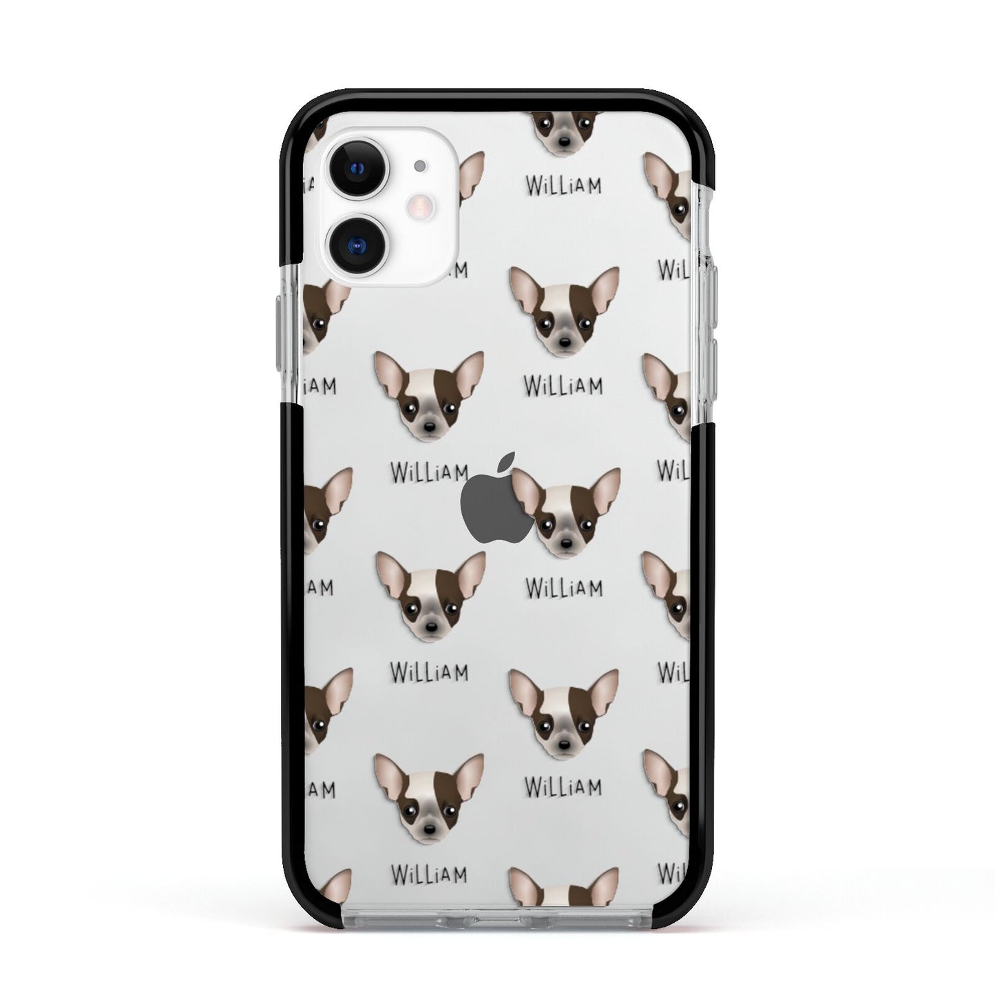 Chihuahua Icon with Name Apple iPhone 11 in White with Black Impact Case