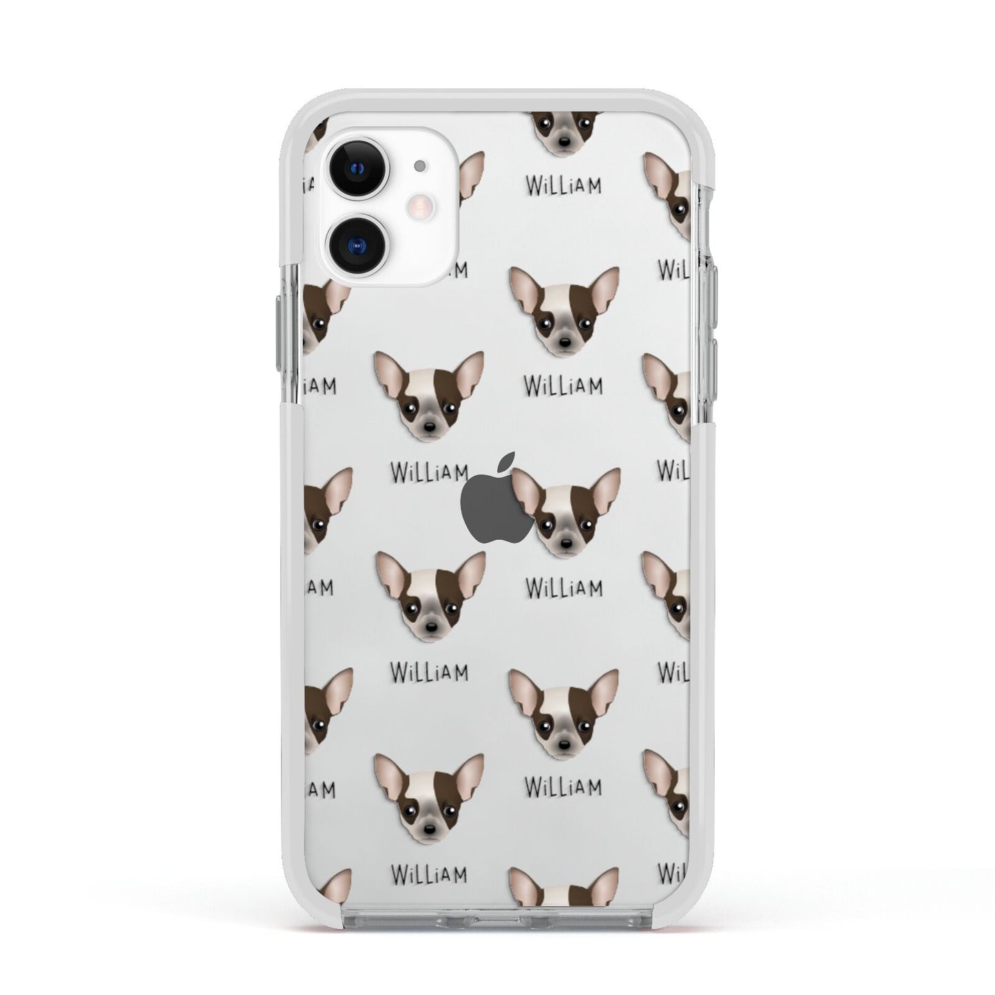 Chihuahua Icon with Name Apple iPhone 11 in White with White Impact Case