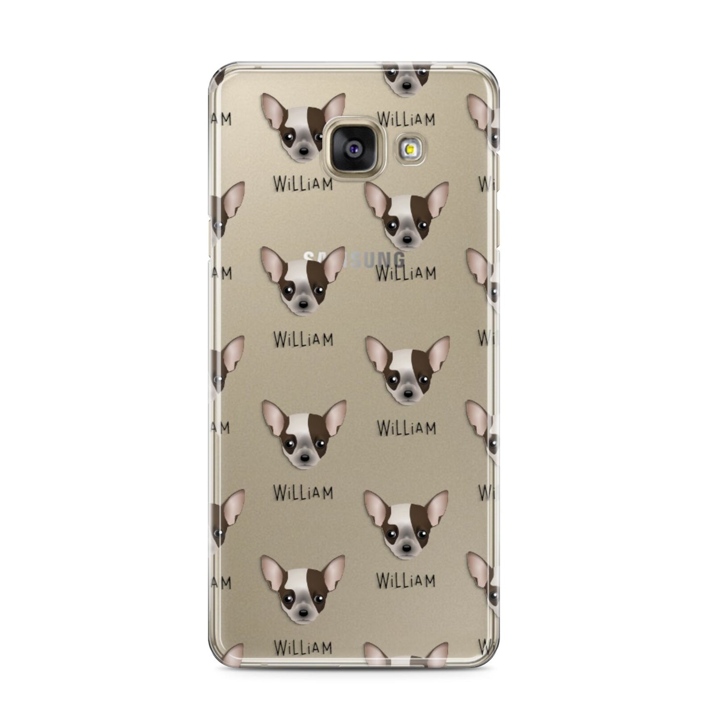 Chihuahua Icon with Name Samsung Galaxy A3 2016 Case on gold phone