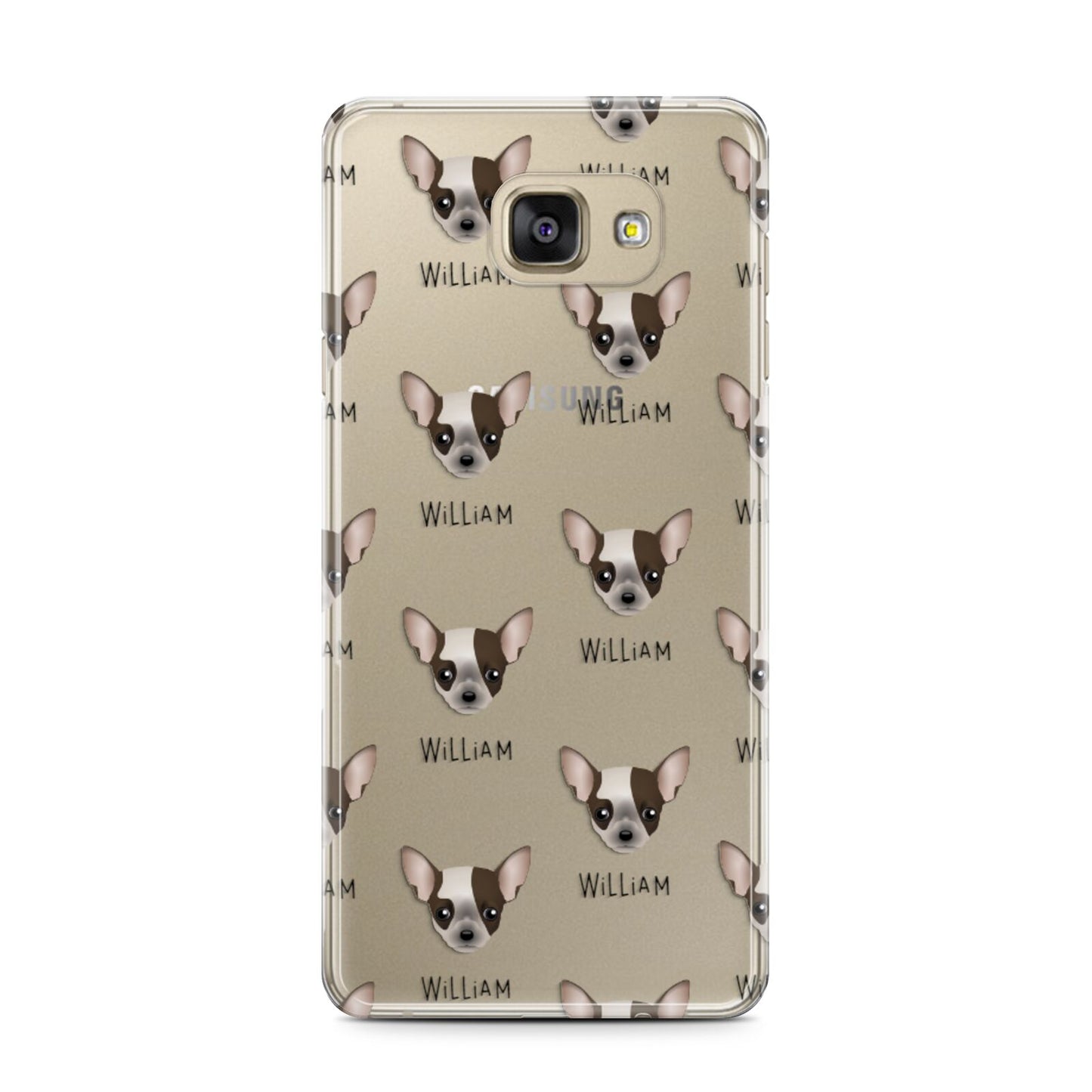 Chihuahua Icon with Name Samsung Galaxy A7 2016 Case on gold phone