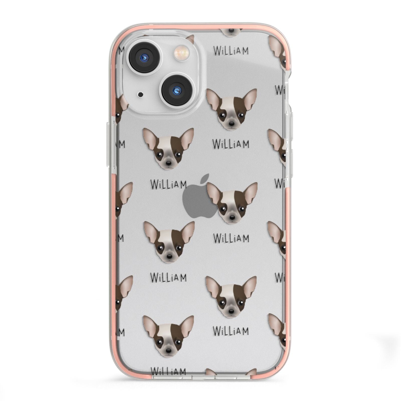 Chihuahua Icon with Name iPhone 13 Mini TPU Impact Case with Pink Edges