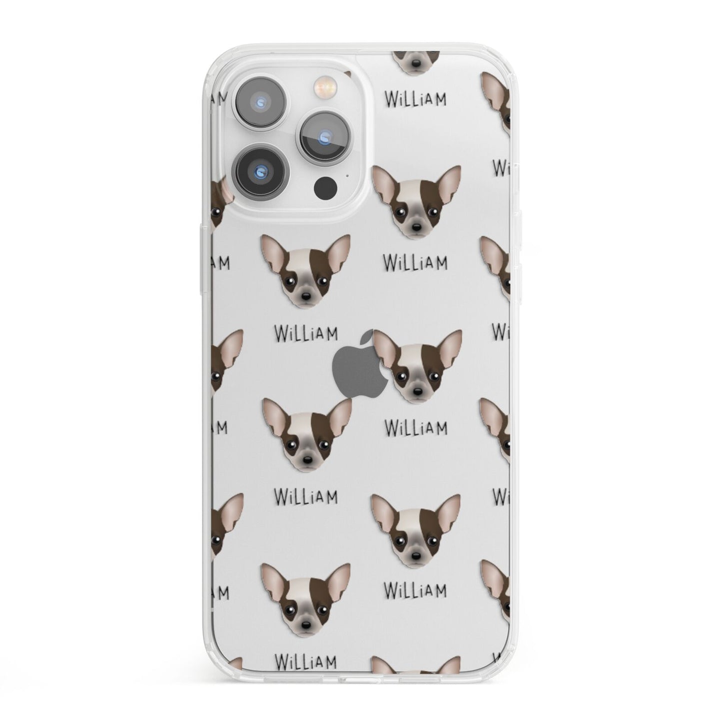Chihuahua Icon with Name iPhone 13 Pro Max Clear Bumper Case