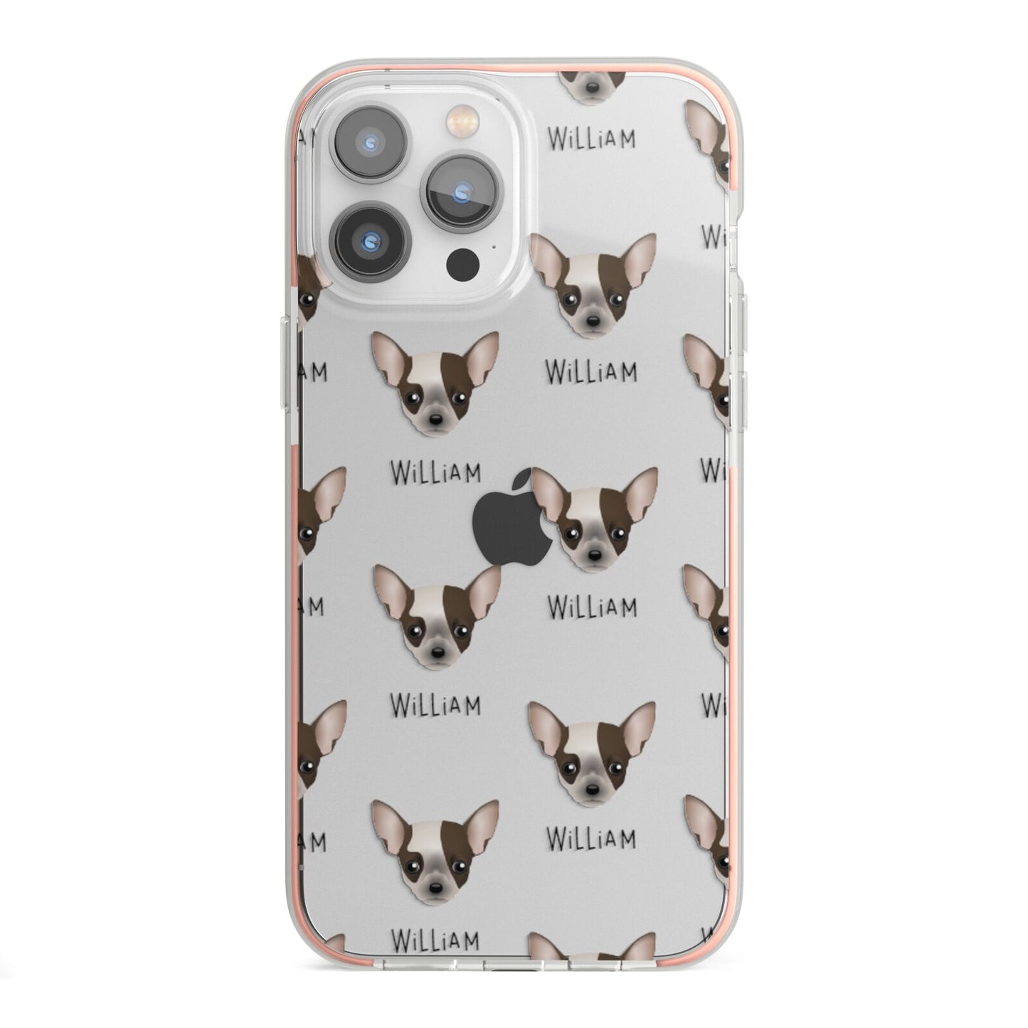 Chihuahua Icon with Name iPhone 13 Pro Max TPU Impact Case with Pink Edges