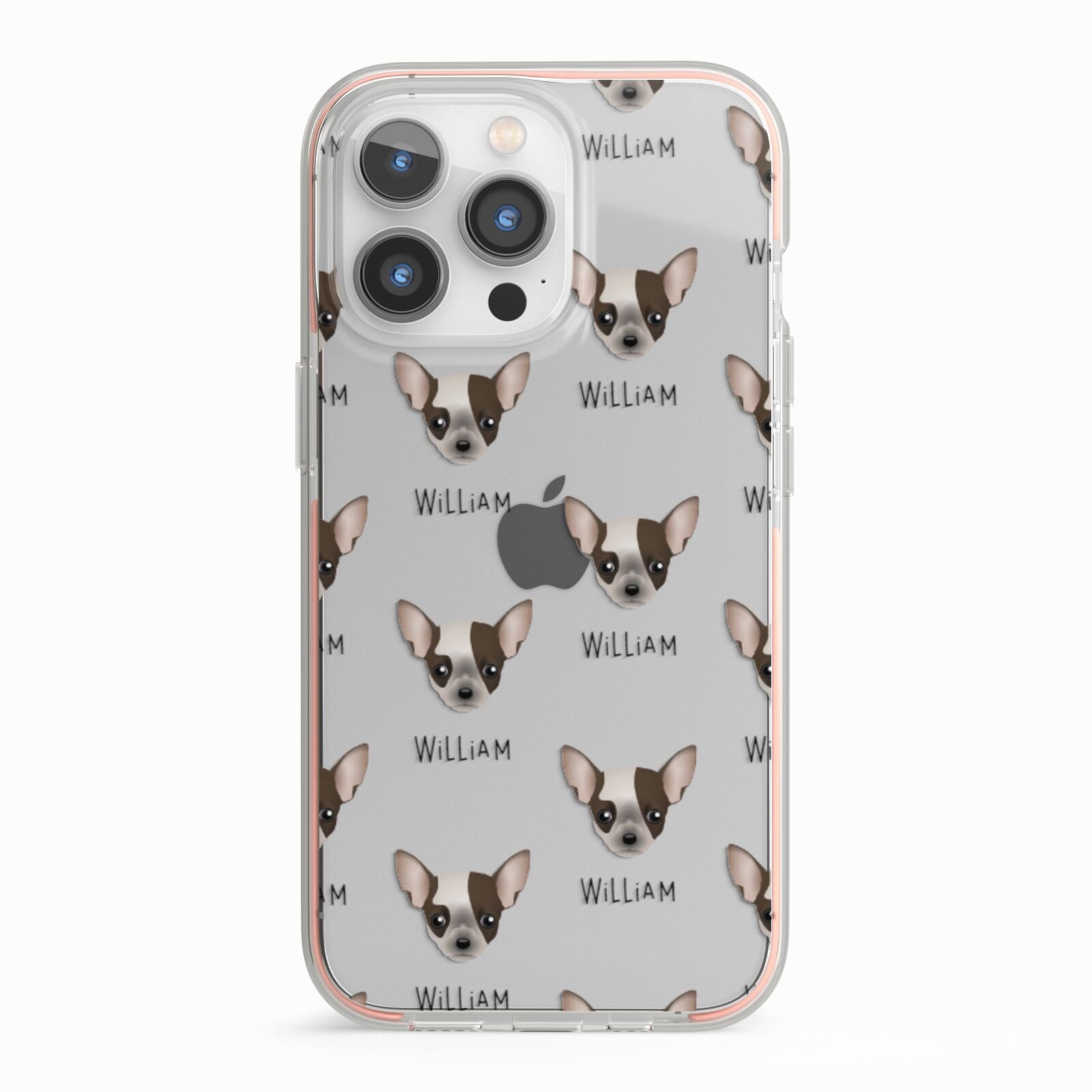 Chihuahua Icon with Name iPhone 13 Pro TPU Impact Case with Pink Edges