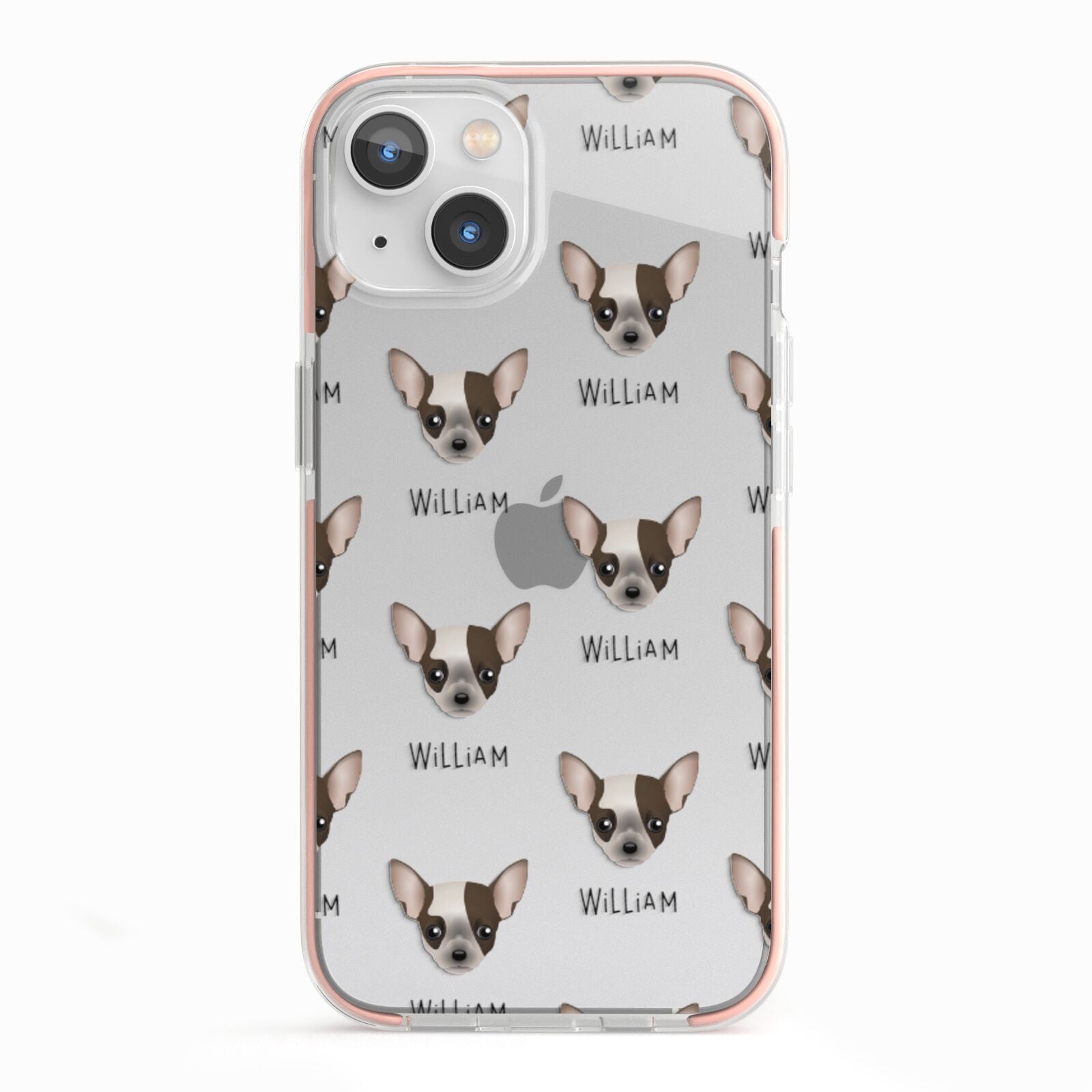 Chihuahua Icon with Name iPhone 13 TPU Impact Case with Pink Edges