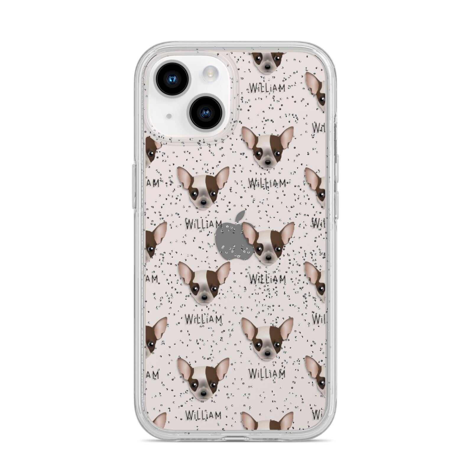 Chihuahua Icon with Name iPhone 14 Glitter Tough Case Starlight