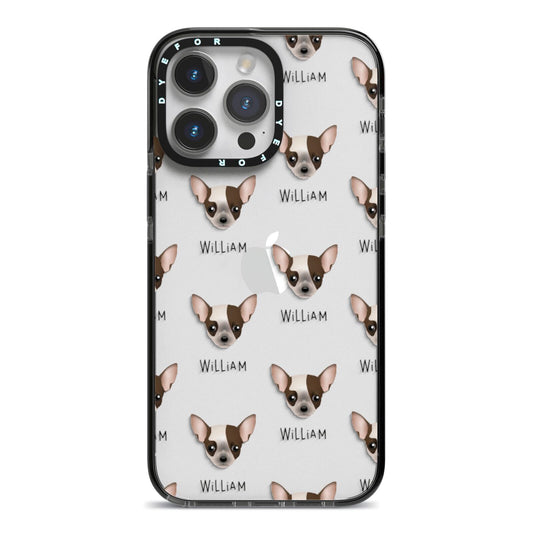 Chihuahua Icon with Name iPhone 14 Pro Max Black Impact Case on Silver phone