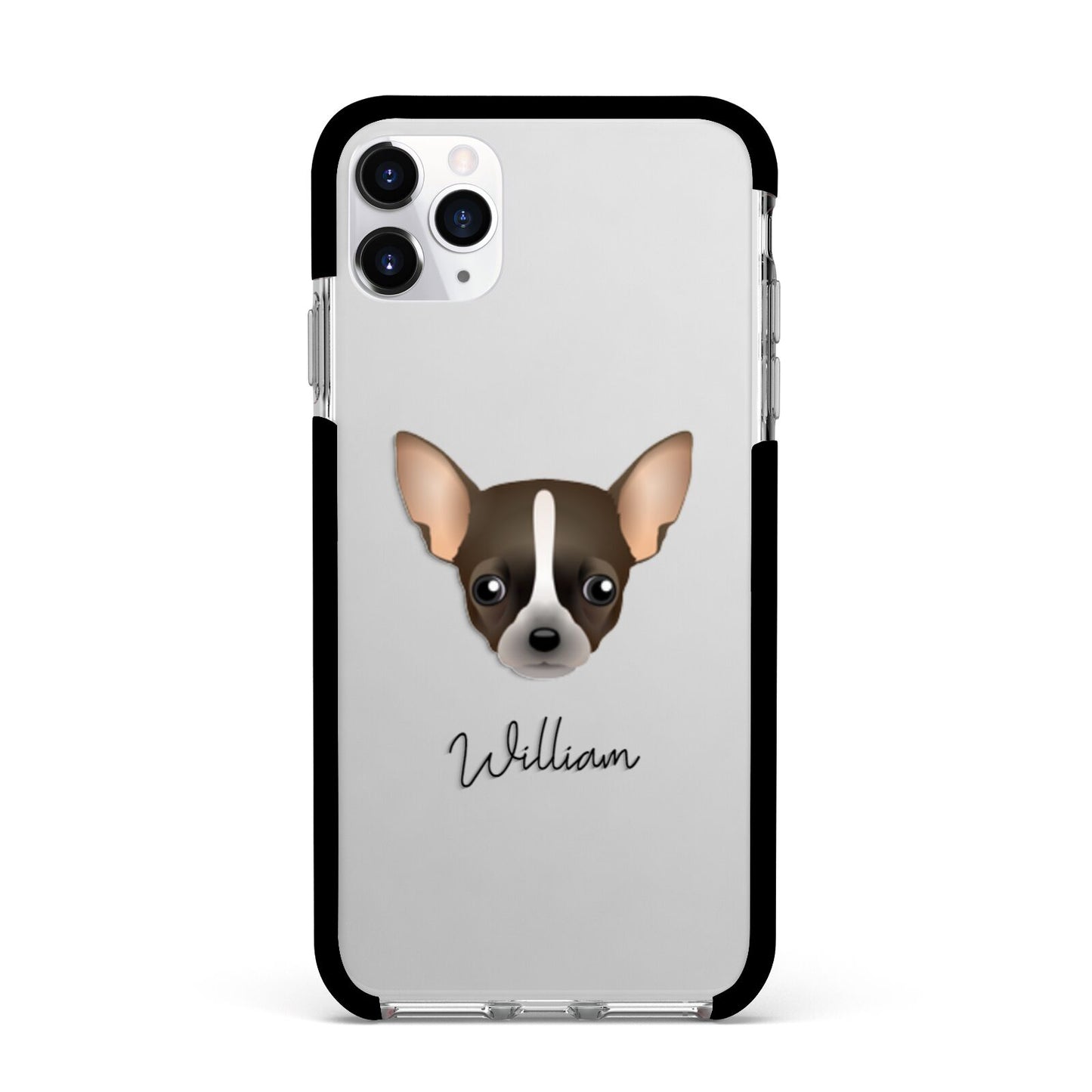 Chihuahua Personalised Apple iPhone 11 Pro Max in Silver with Black Impact Case