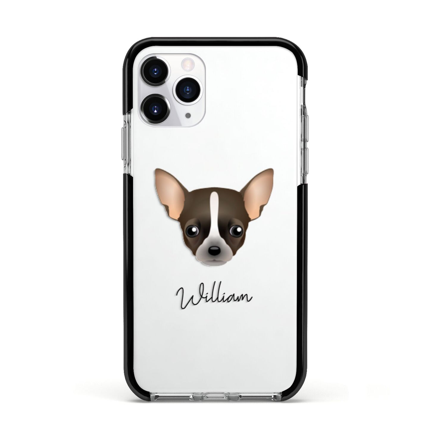 Chihuahua Personalised Apple iPhone 11 Pro in Silver with Black Impact Case