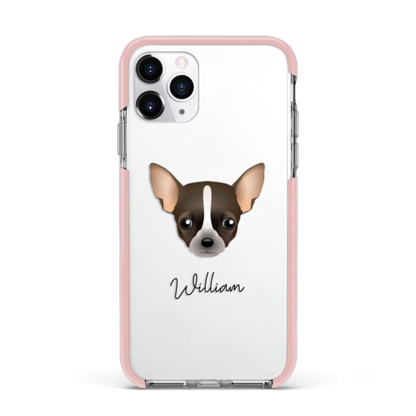 Chihuahua Personalised Apple iPhone 11 Pro in Silver with Pink Impact Case