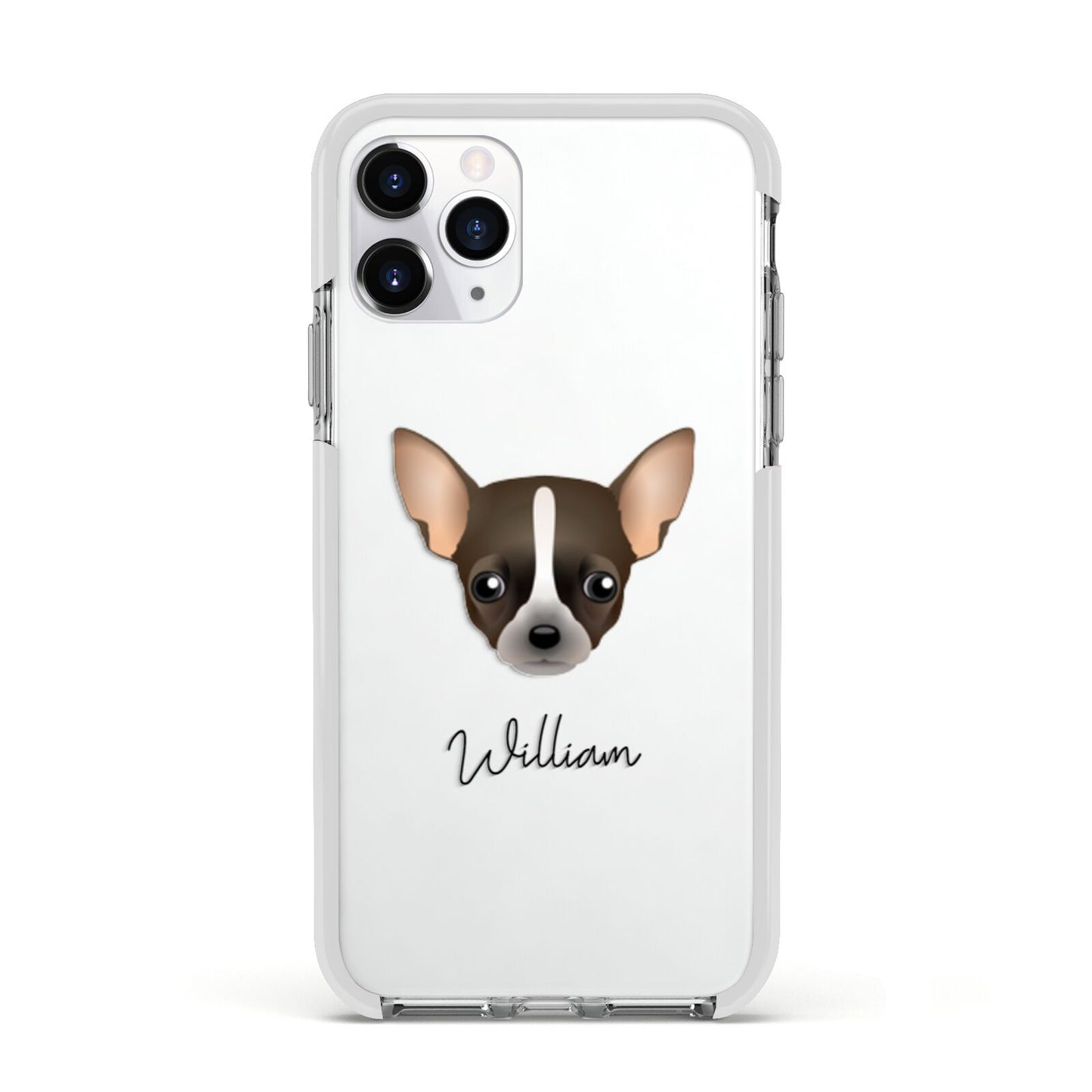 Chihuahua Personalised Apple iPhone 11 Pro in Silver with White Impact Case