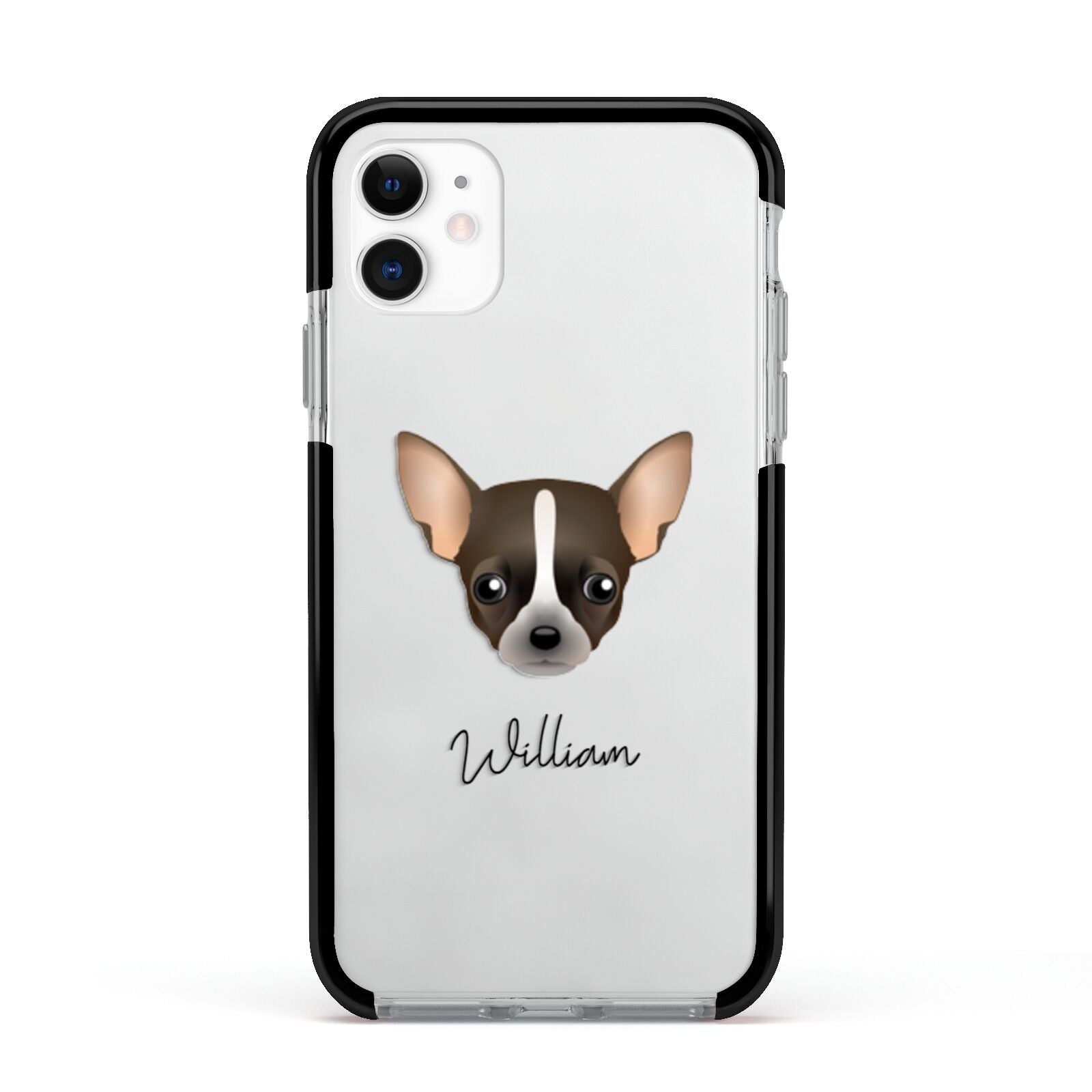 Chihuahua Personalised Apple iPhone 11 in White with Black Impact Case