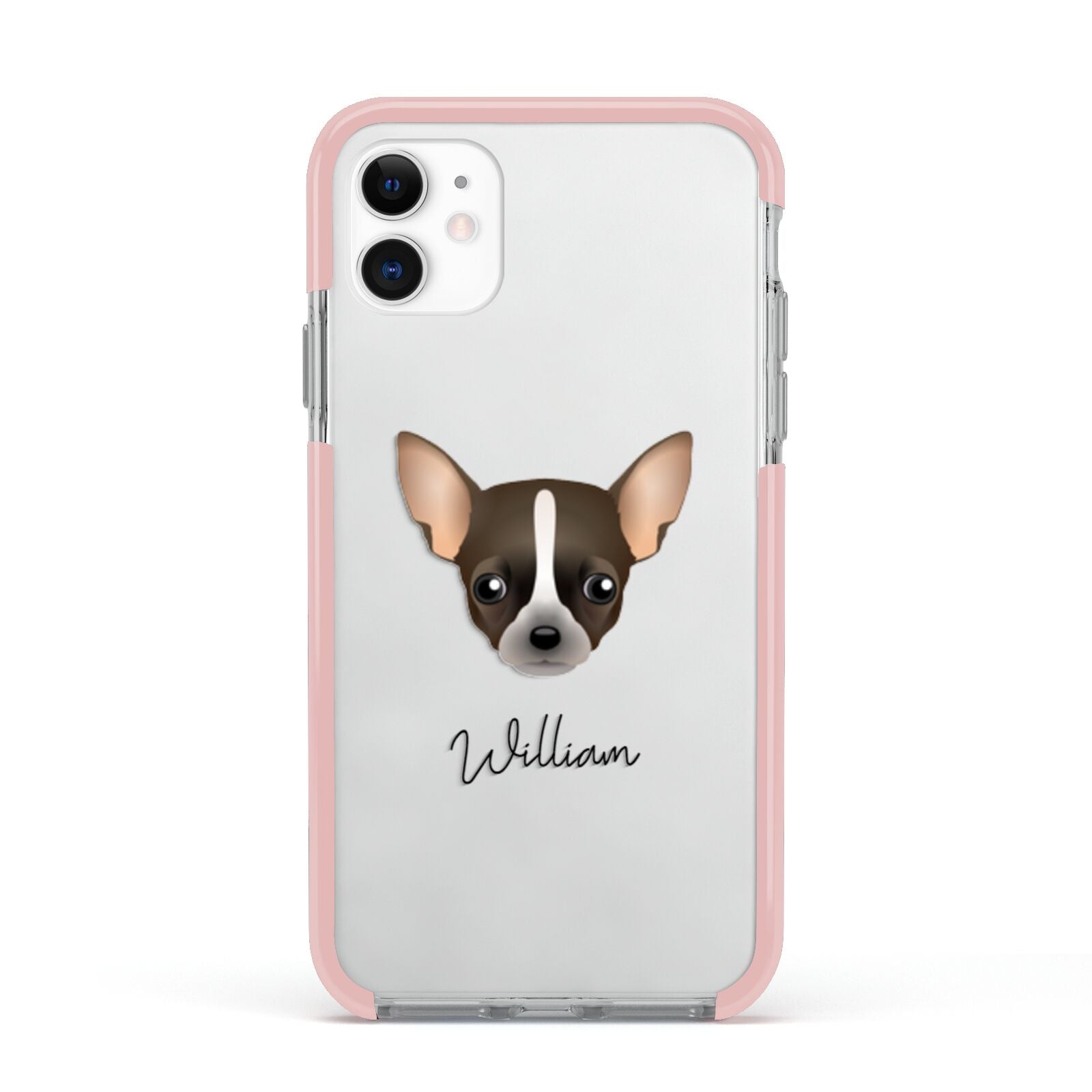 Chihuahua Personalised Apple iPhone 11 in White with Pink Impact Case