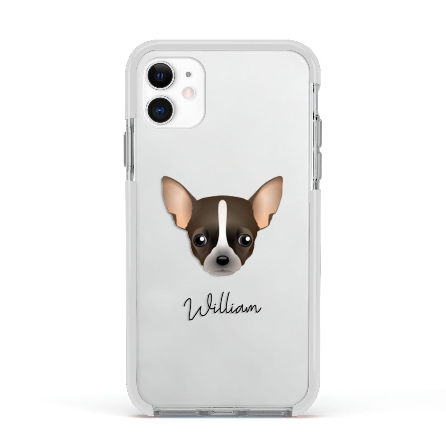 Chihuahua Personalised Apple iPhone 11 in White with White Impact Case