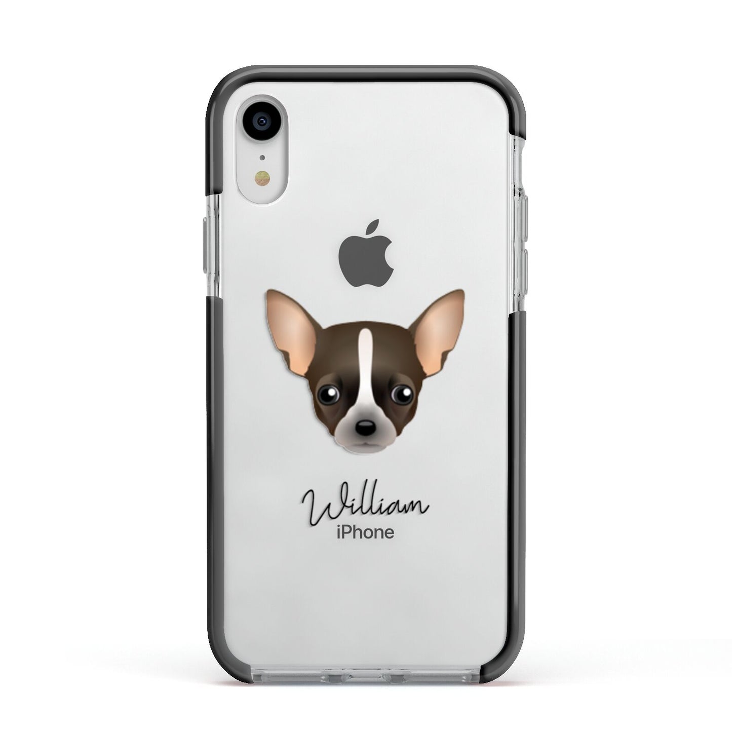 Chihuahua Personalised Apple iPhone XR Impact Case Black Edge on Silver Phone