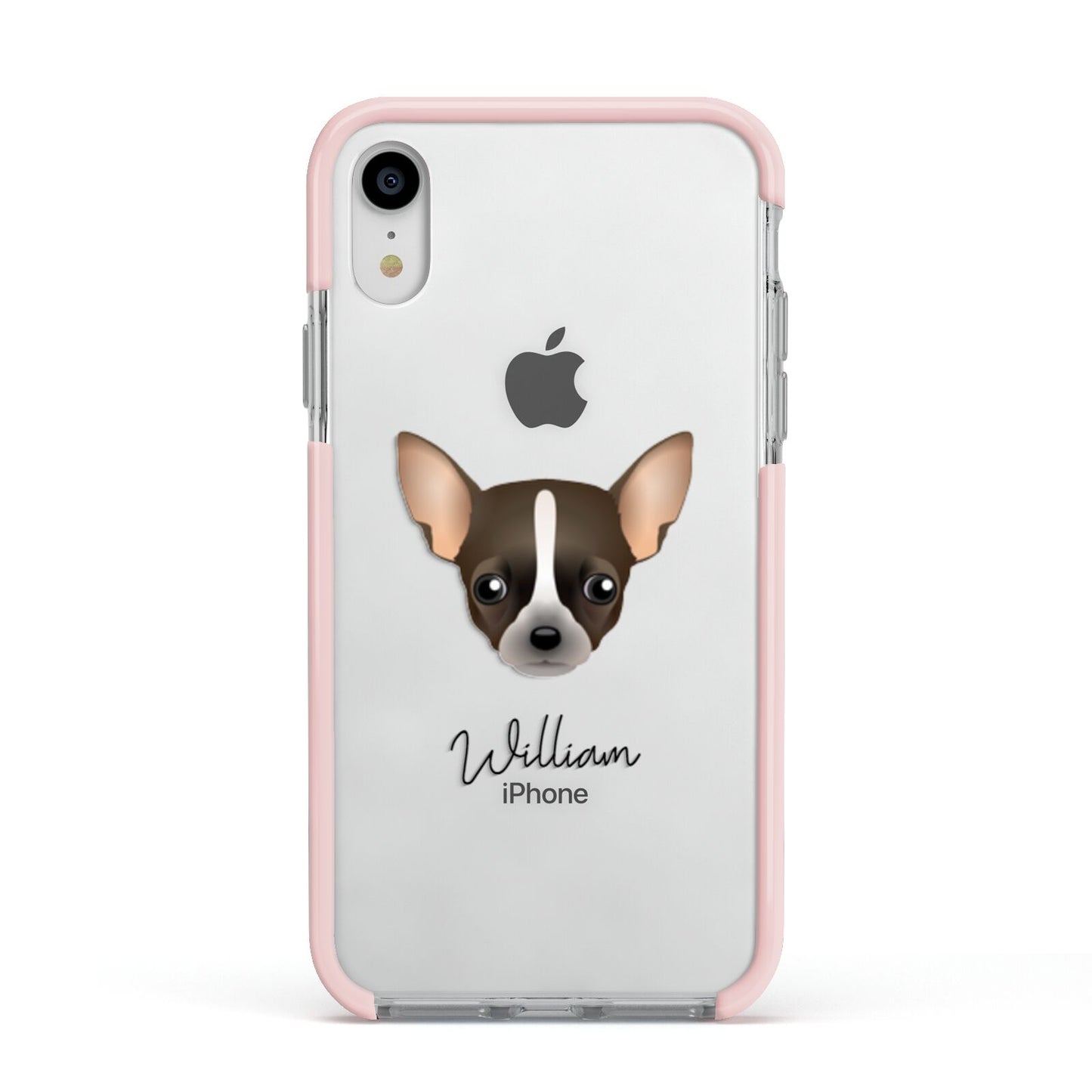 Chihuahua Personalised Apple iPhone XR Impact Case Pink Edge on Silver Phone