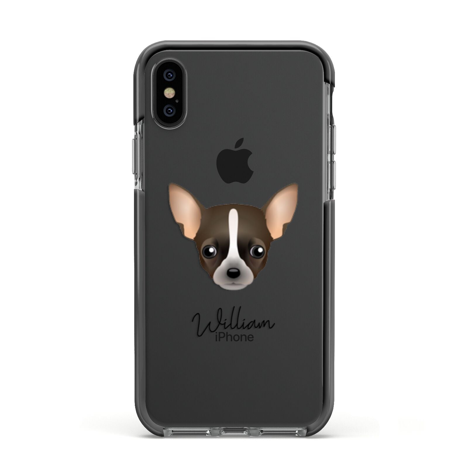 Chihuahua Personalised Apple iPhone Xs Impact Case Black Edge on Black Phone