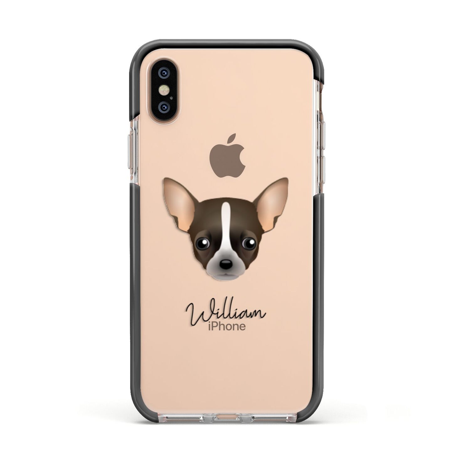 Chihuahua Personalised Apple iPhone Xs Impact Case Black Edge on Gold Phone