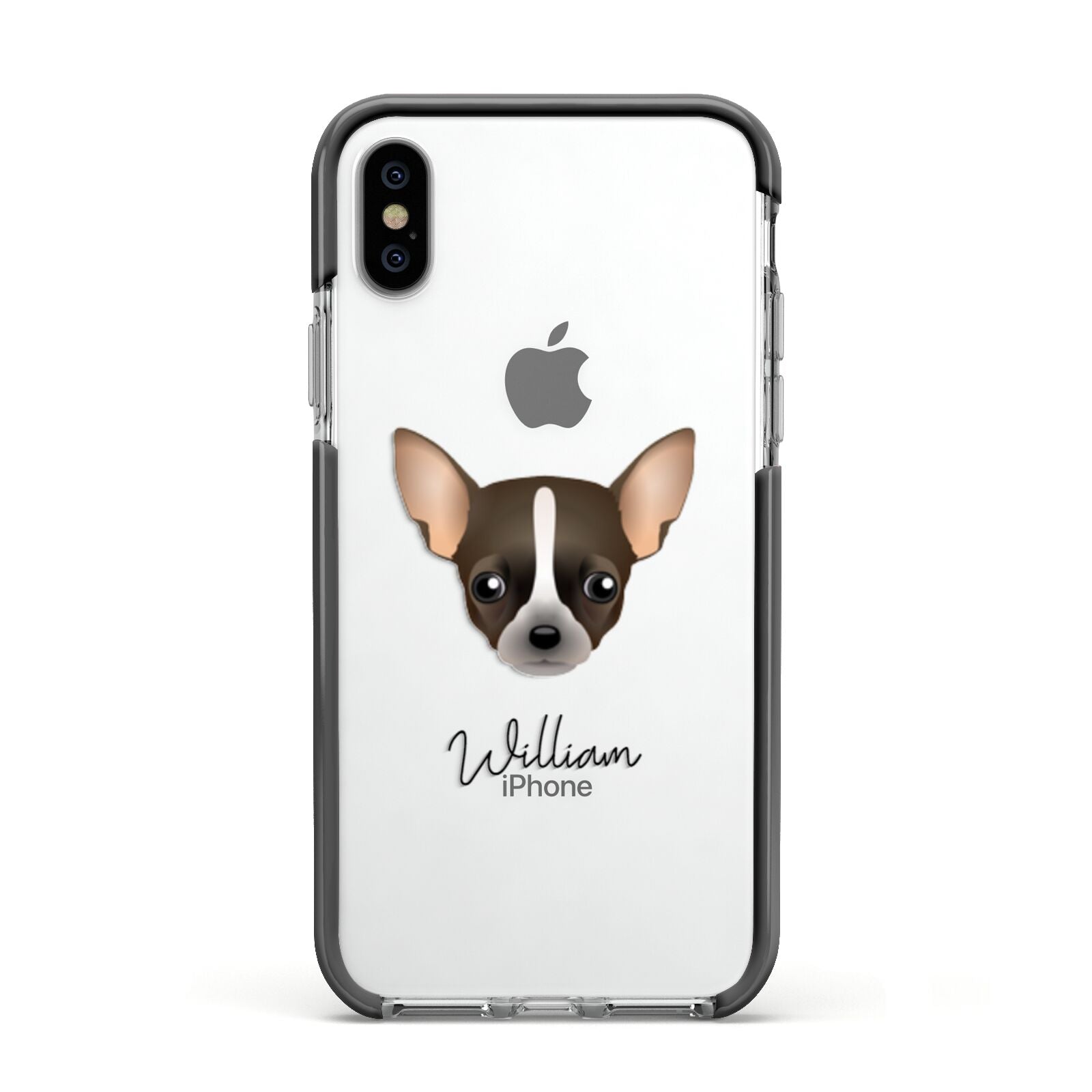Chihuahua Personalised Apple iPhone Xs Impact Case Black Edge on Silver Phone