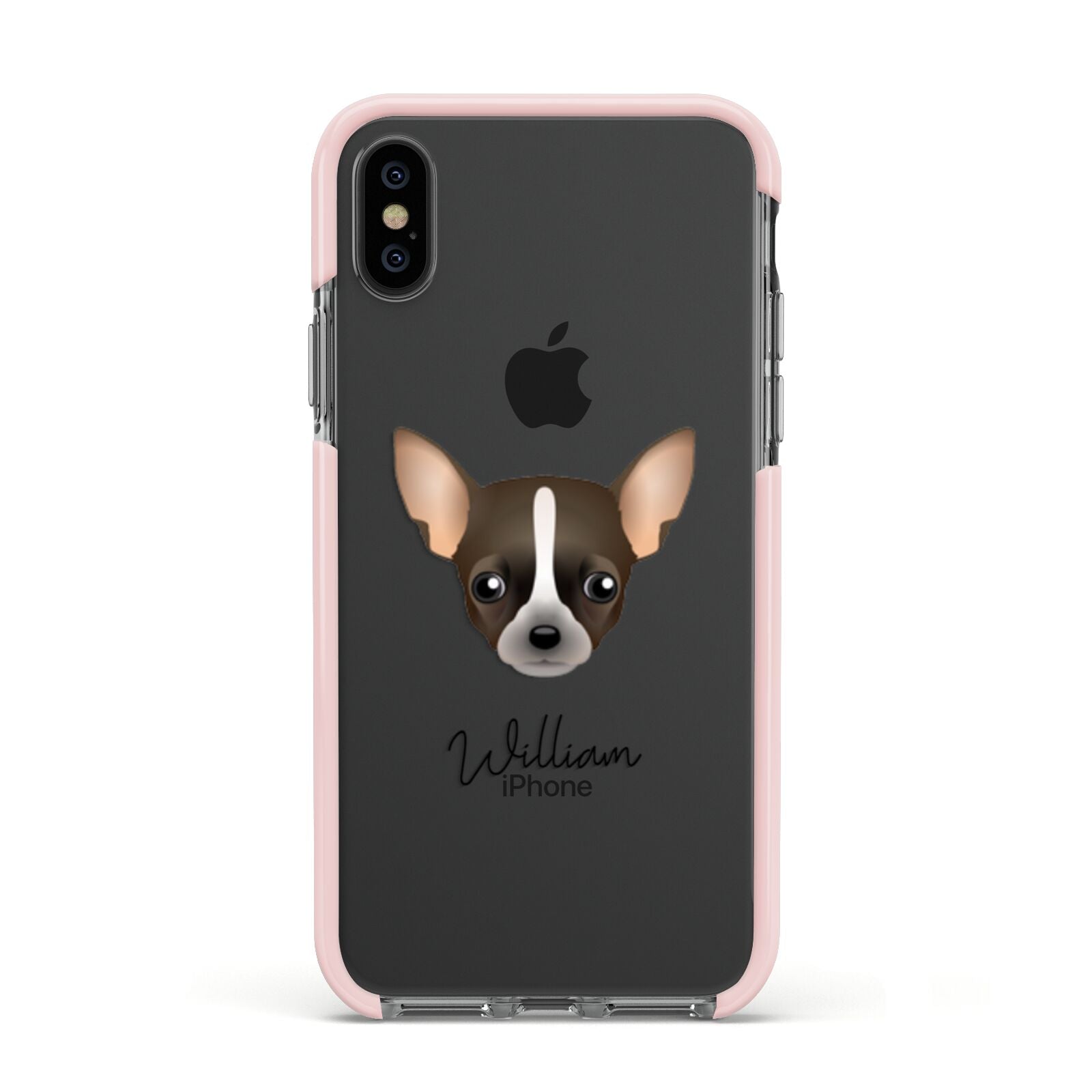 Chihuahua Personalised Apple iPhone Xs Impact Case Pink Edge on Black Phone