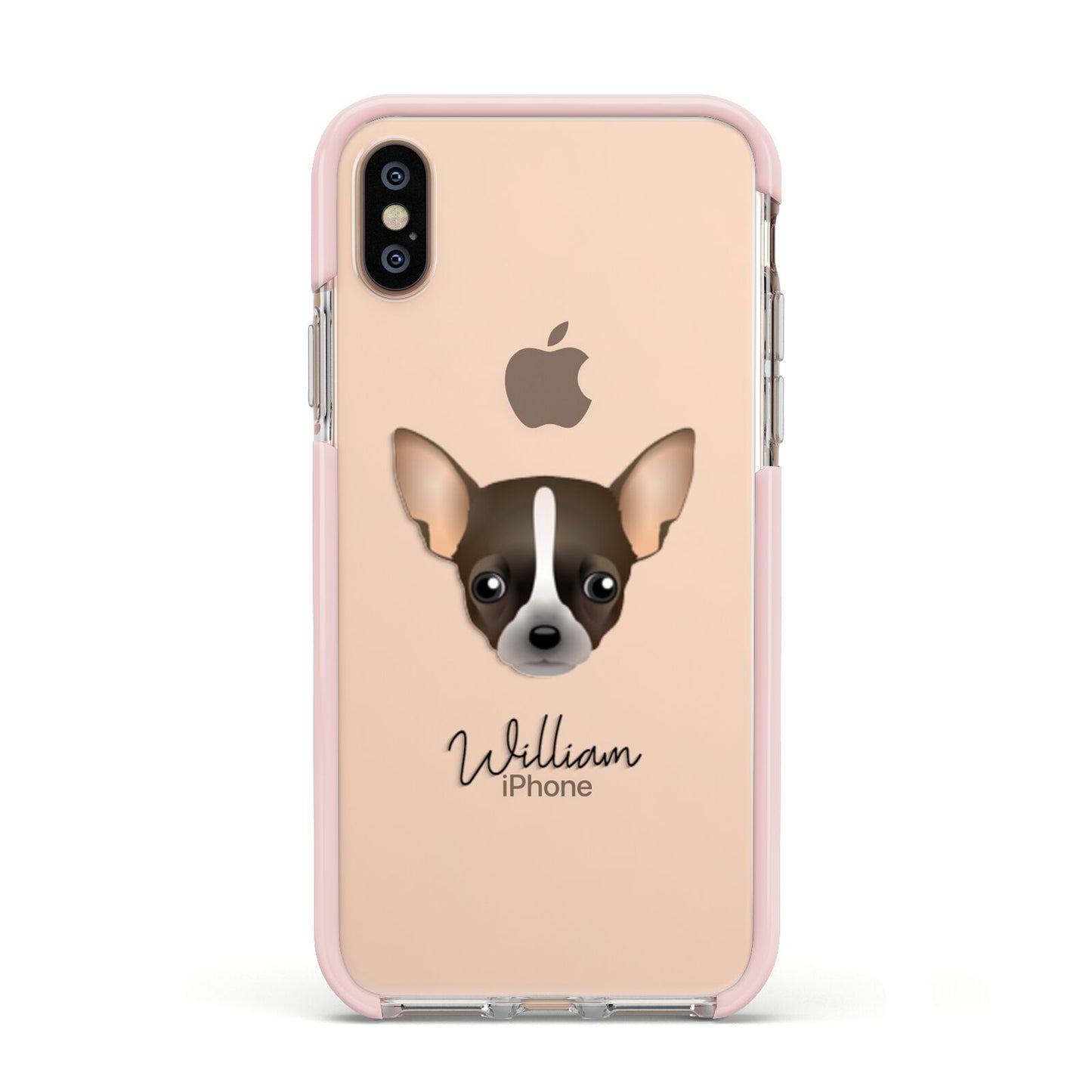 Chihuahua Personalised Apple iPhone Xs Impact Case Pink Edge on Gold Phone