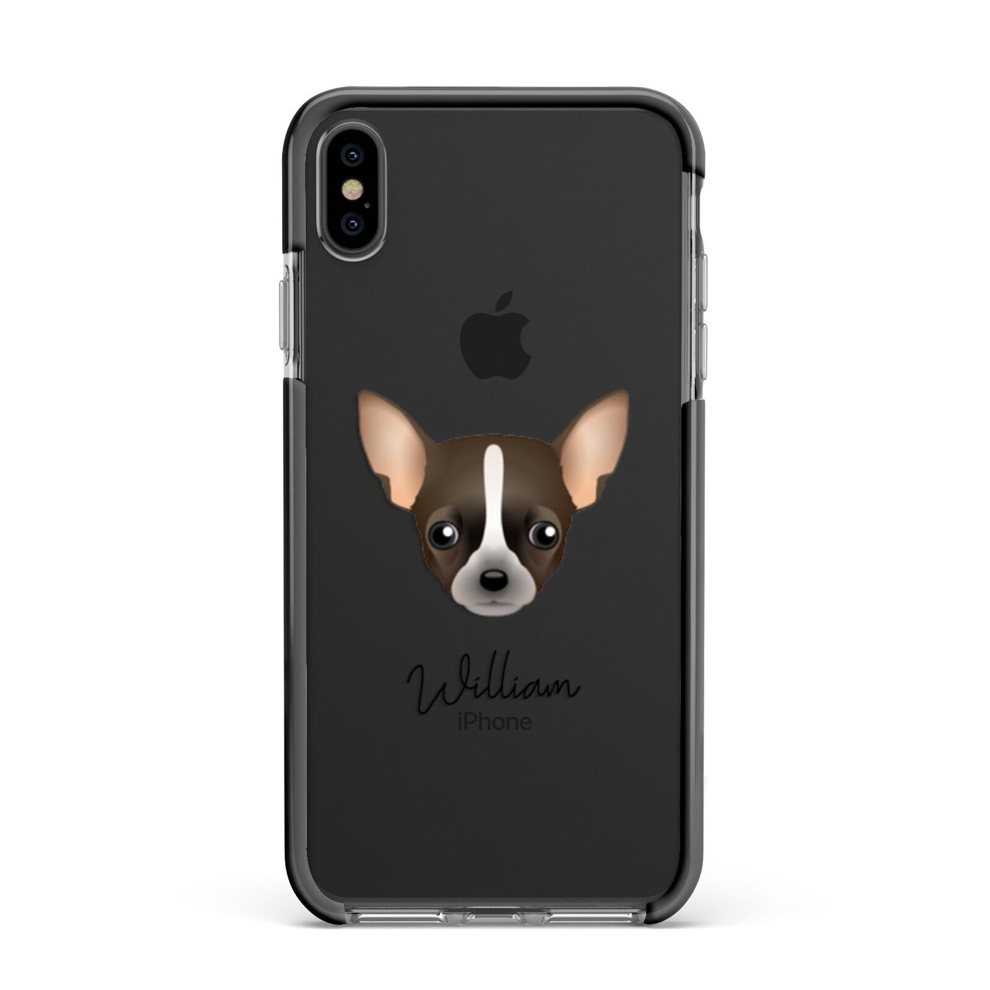 Chihuahua Personalised Apple iPhone Xs Max Impact Case Black Edge on Black Phone