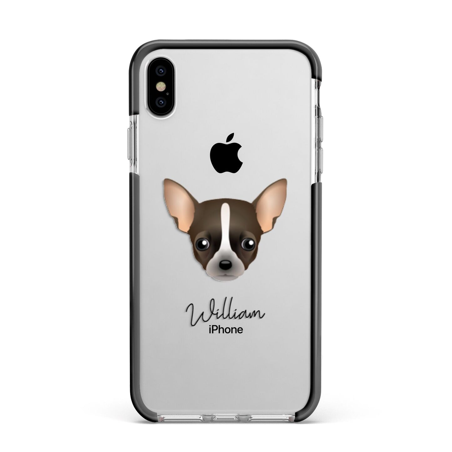 Chihuahua Personalised Apple iPhone Xs Max Impact Case Black Edge on Silver Phone