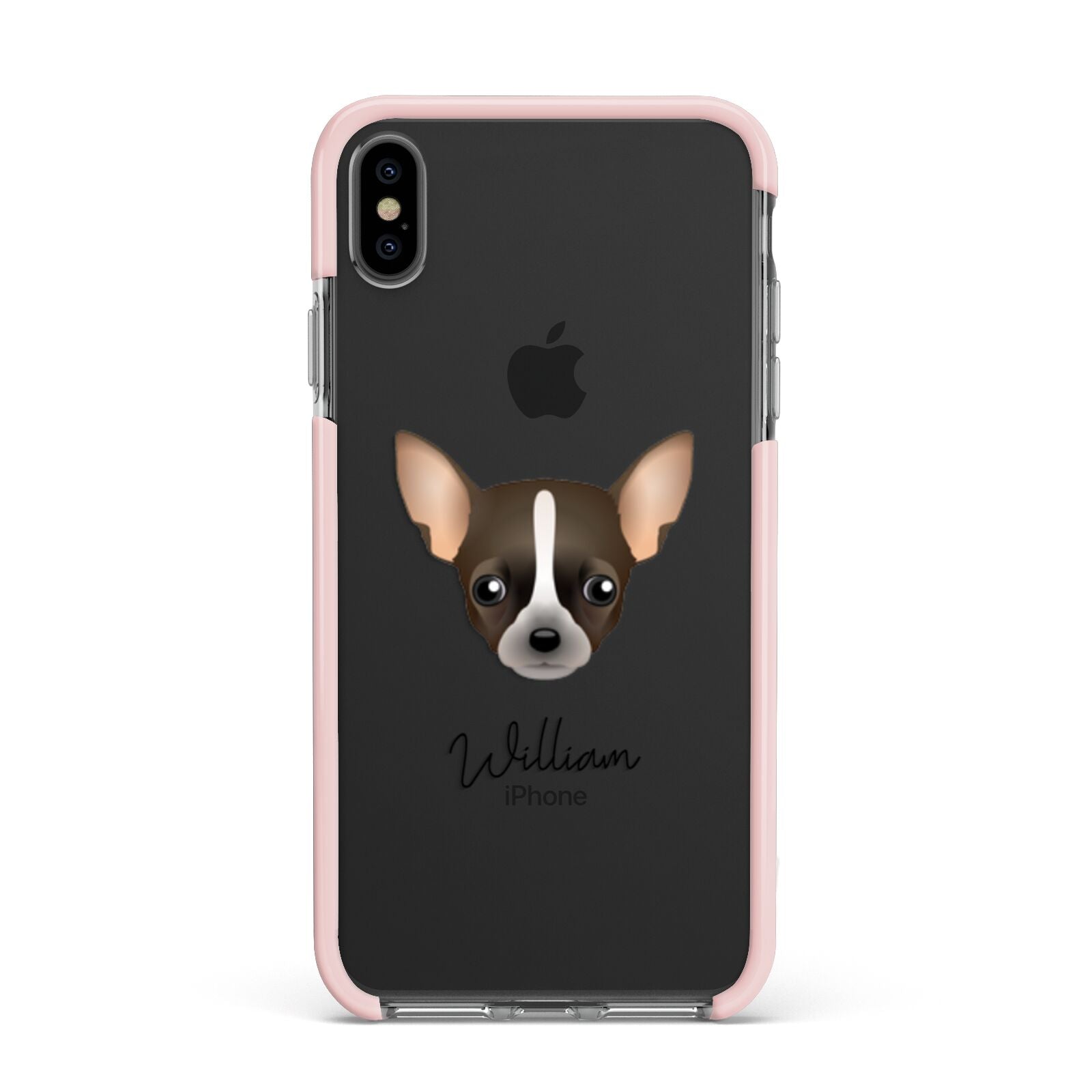Chihuahua Personalised Apple iPhone Xs Max Impact Case Pink Edge on Black Phone