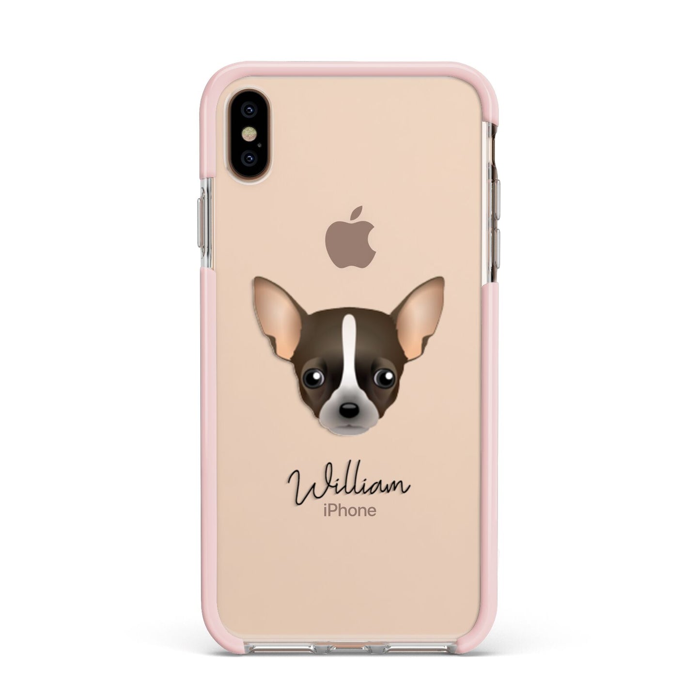 Chihuahua Personalised Apple iPhone Xs Max Impact Case Pink Edge on Gold Phone