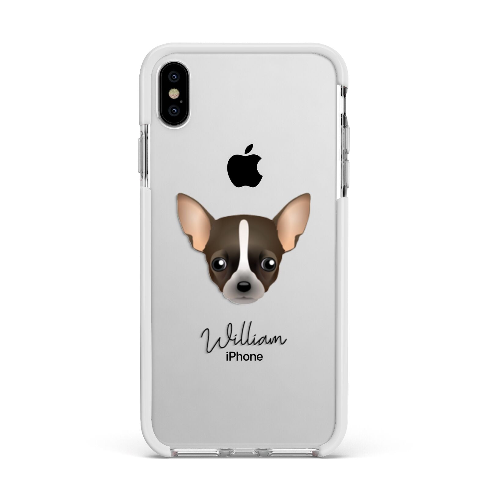 Chihuahua Personalised Apple iPhone Xs Max Impact Case White Edge on Silver Phone