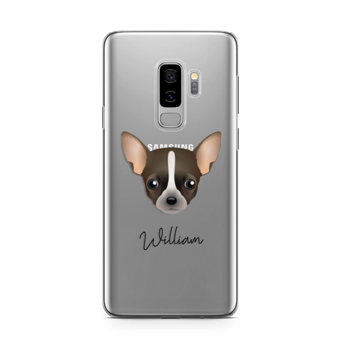 Chihuahua Personalised Samsung Galaxy S9 Plus Case on Silver phone