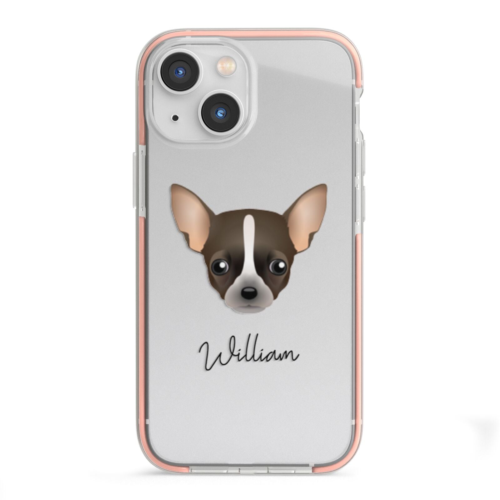 Chihuahua Personalised iPhone 13 Mini TPU Impact Case with Pink Edges