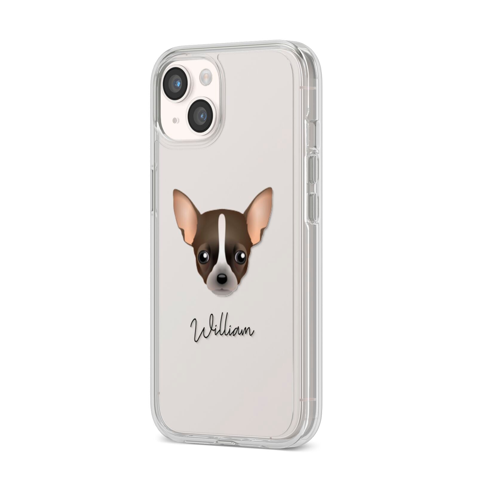 Chihuahua Personalised iPhone 14 Clear Tough Case Starlight Angled Image