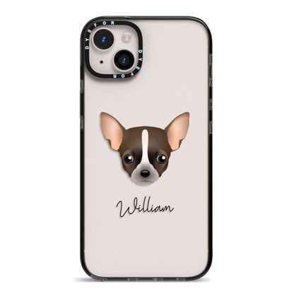 Chihuahua Personalised iPhone 14 Plus Black Impact Case on Silver phone