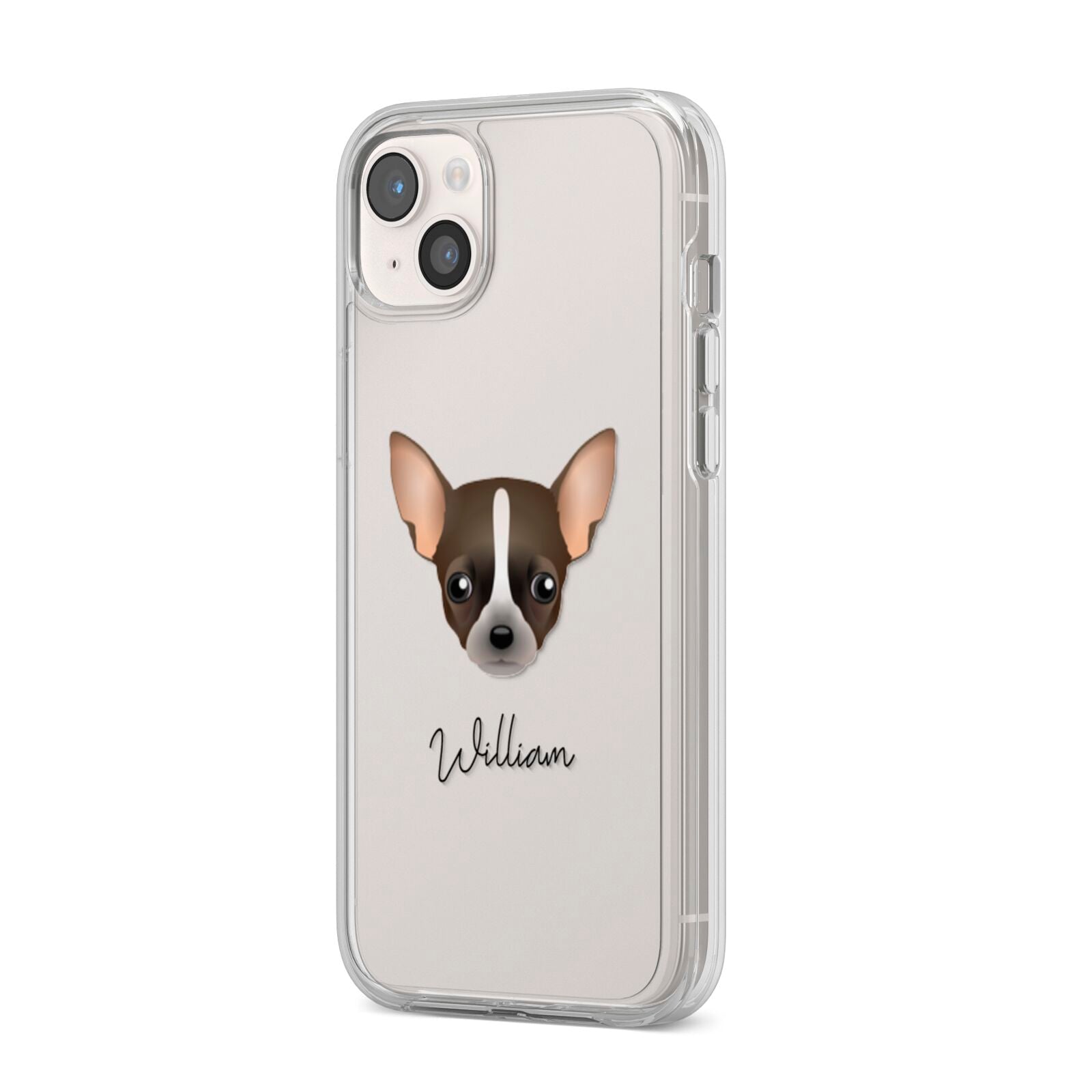 Chihuahua Personalised iPhone 14 Plus Clear Tough Case Starlight Angled Image