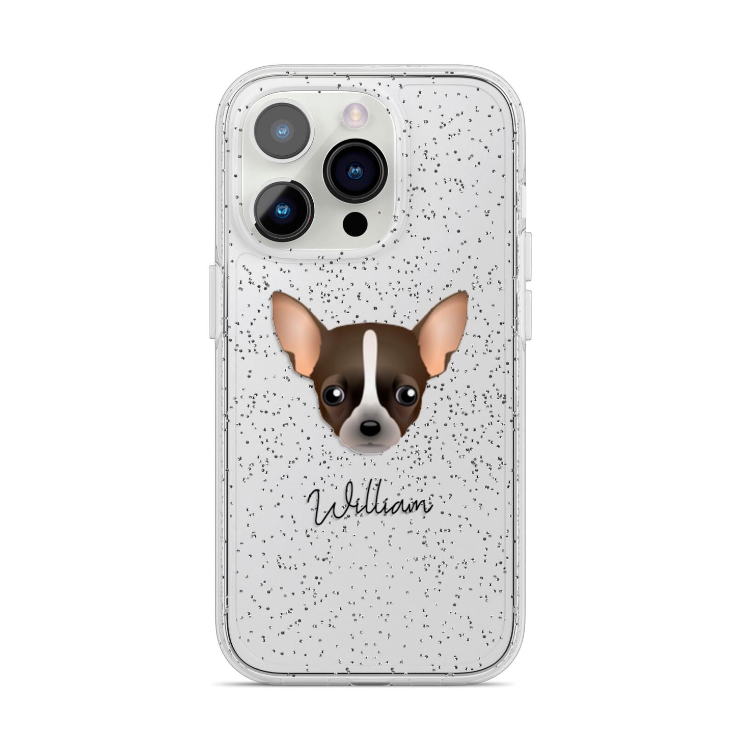 Chihuahua Personalised iPhone 14 Pro Glitter Tough Case Silver