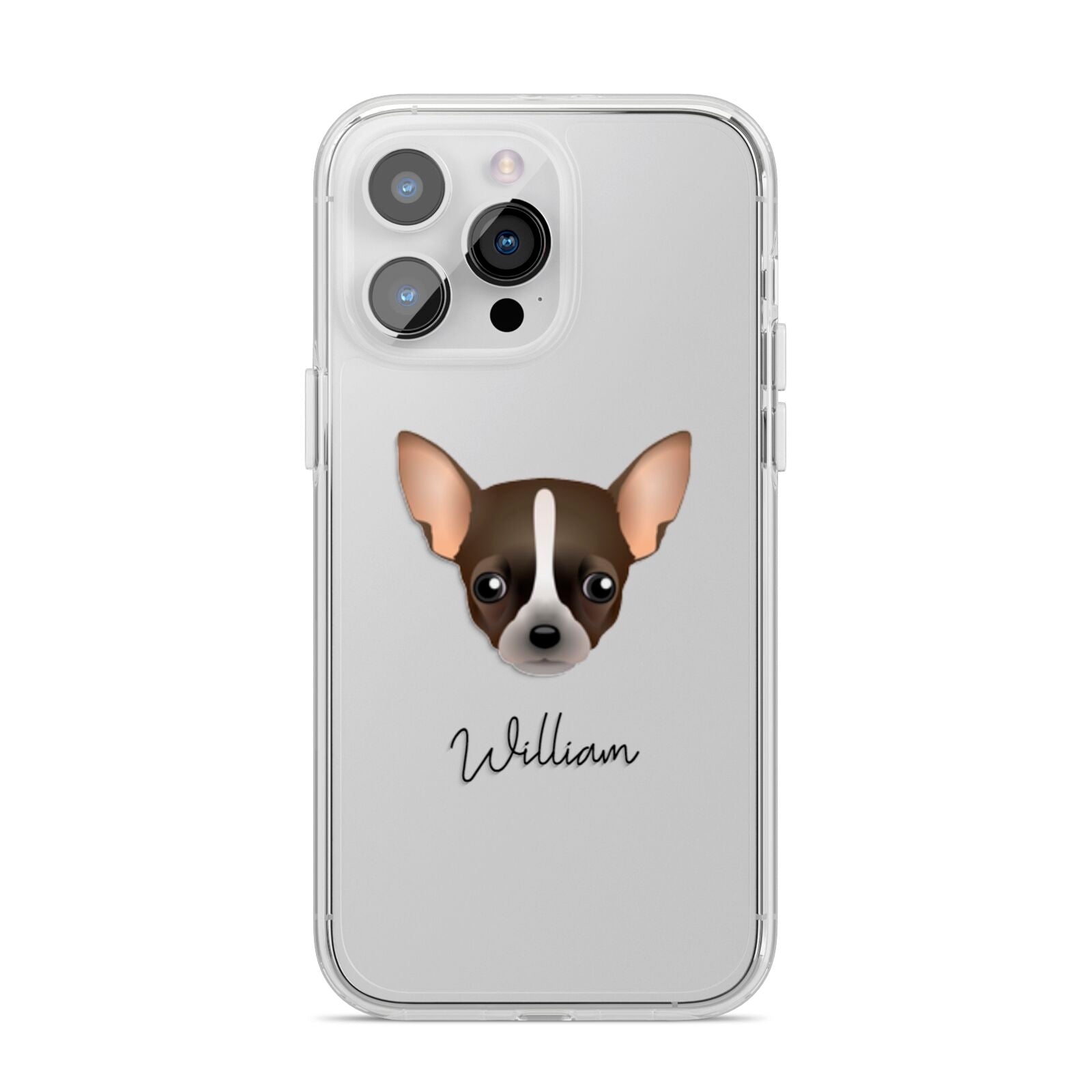 Chihuahua Personalised iPhone 14 Pro Max Clear Tough Case Silver